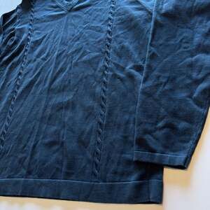 Nike Golf V-Neck Cable Knit Sweater Navy Blue Long Sleeve Casual